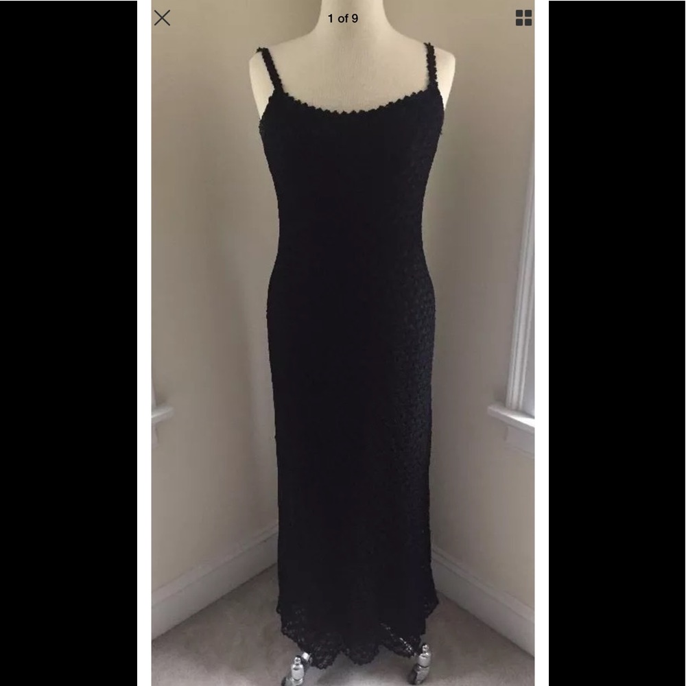 Cache Crochet Black Thin Strap Maxi Dress Size 10